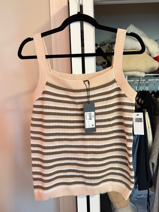 Mexx Tops - Mexx Striped Knit Tank in Cream and Olive